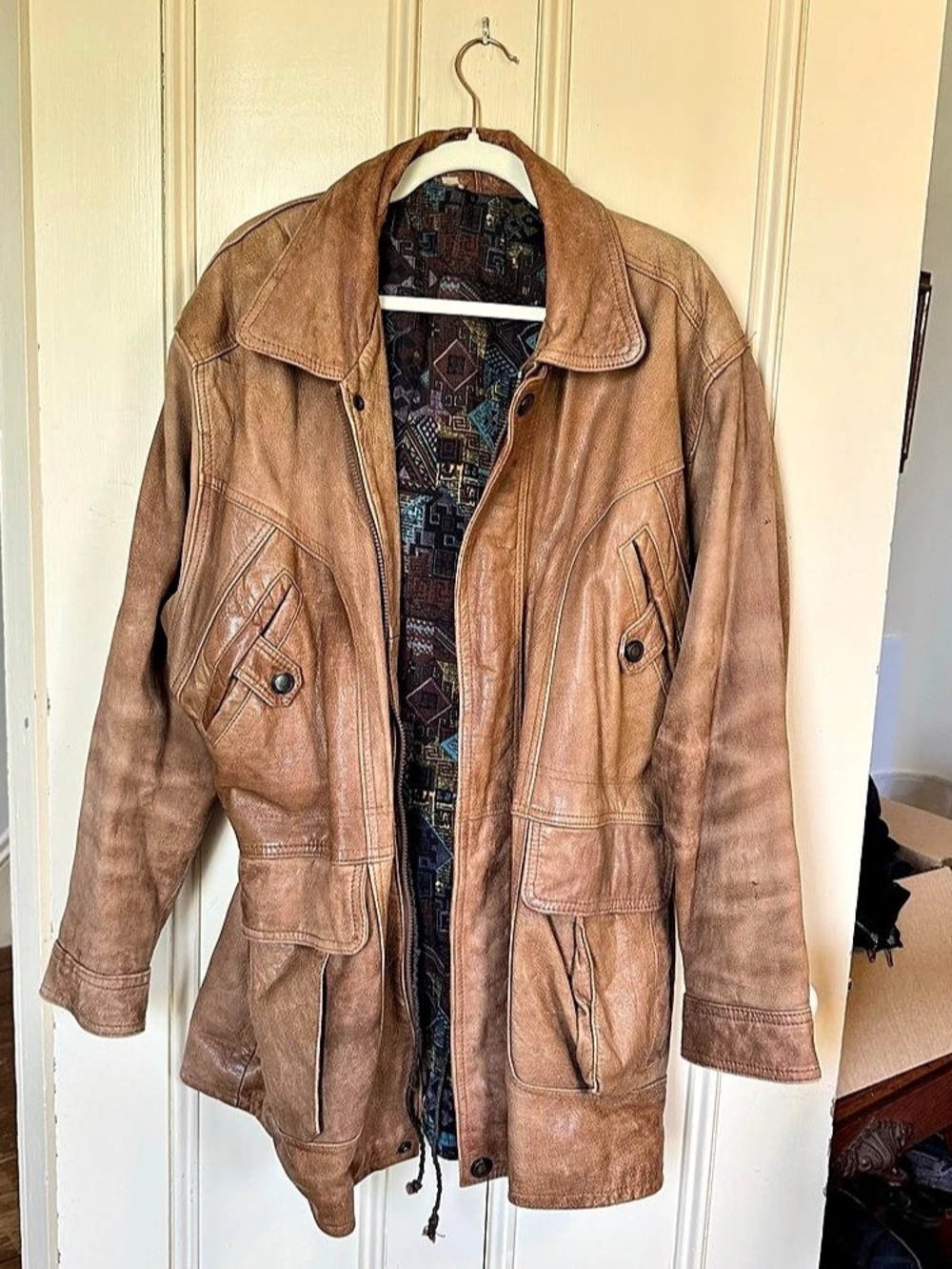 Brown Leather Utility Jacket